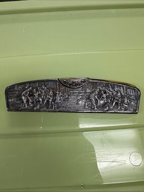 Vintage Embossed Silver comb with Scene Detailing